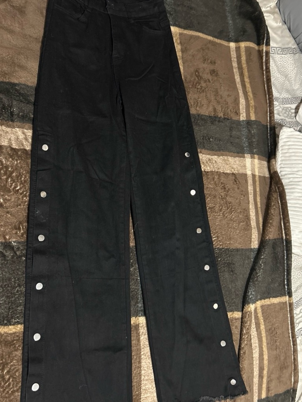 Hollister Black Snap-Button Wide Leg Pants
